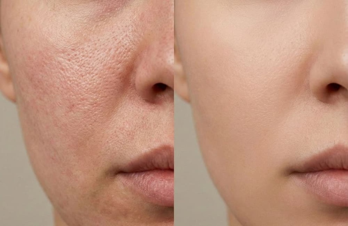 Poros dilatados y textura irregular